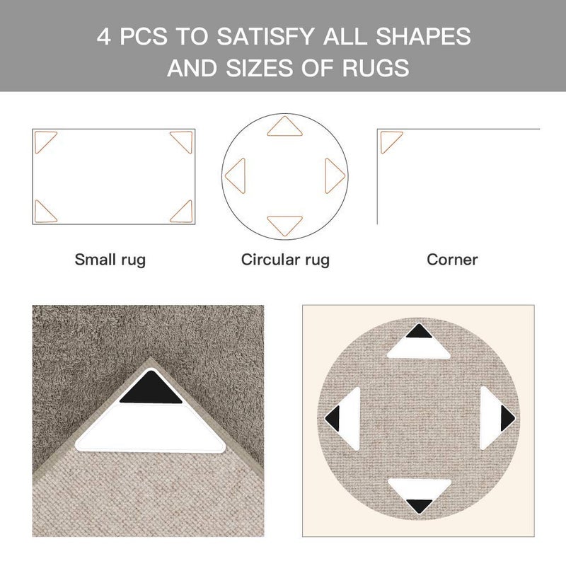 Befayoo Rug Grippers - Latest Upgraded Carpet Anti-Skid Pad with Strong Sticky Anti Slip Straight Carpet Tape for Curled Corners & Edges (4 PCS) - Image 5